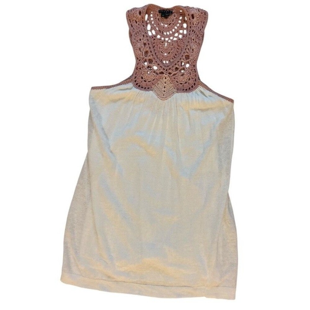 Theory Mini Dress Tunic Linen Blend White Embroidered Size S Petite Sleeveless